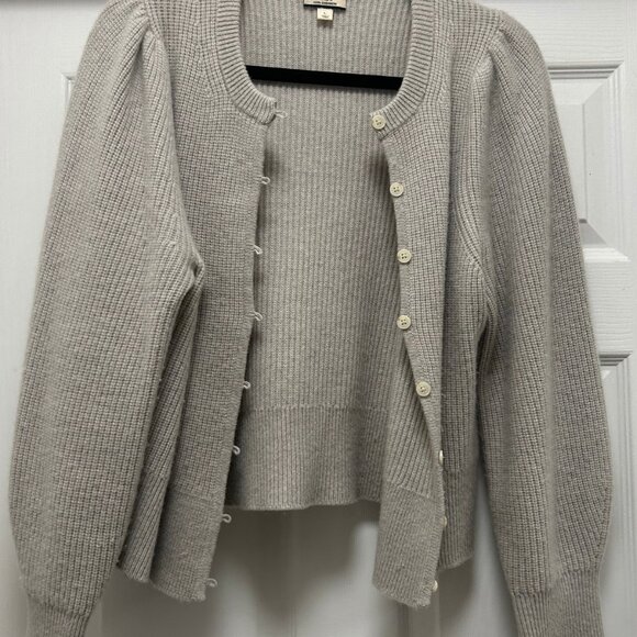 J. Crew Sweaters - J.Crew Gray Cashmere Ribbed Button Front Cardigan Cropped Knit Sweater